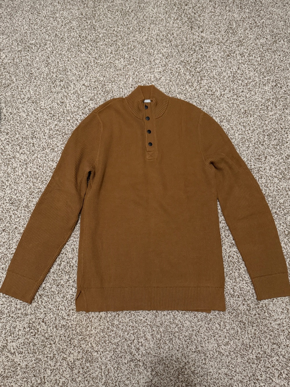 Express Men's Modern Fit Quarter Zip Mock Neck Sweater | Camel | Size M